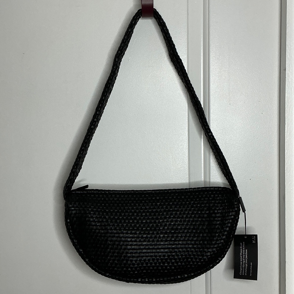 St. Agni Black Lattice Weave Shoulder Bag #242